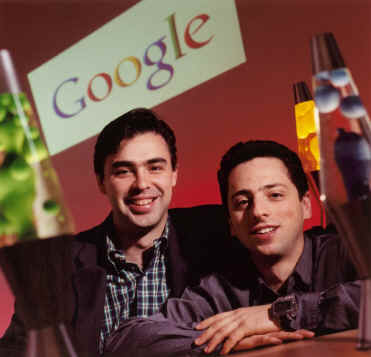 <De oprichters van Google, rechts Brin>